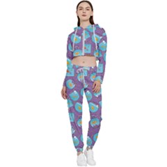 Aquarium With Fish And Sparkles Cropped Zip Up Lounge Set by SychEva