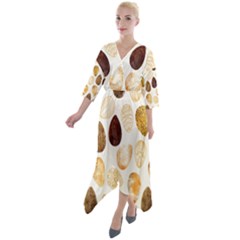 Golden Egg Easter Quarter Sleeve Wrap Front Maxi Dress