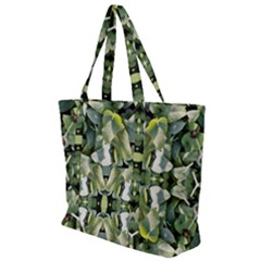 Frosted Green Leaves Repeats Zip Up Canvas Bag by kaleidomarblingart