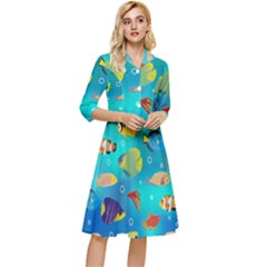 Cheerful And Bright Fish Swim In The Water Classy Knee Length Dress by SychEva