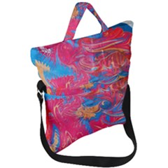 Abstract Flames Fold Over Handle Tote Bag by kaleidomarblingart