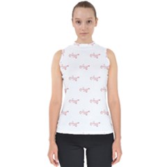 Amor Text Drawing Pattern Mock Neck Shell Top