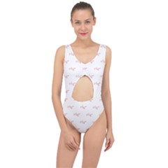Amor Text Drawing Pattern Center Cut Out Swimsuit