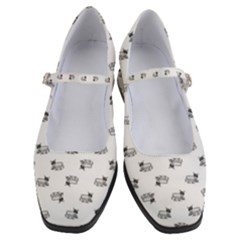 Funny Monster Feline Drawing Motif Pattern Women s Mary Jane Shoes