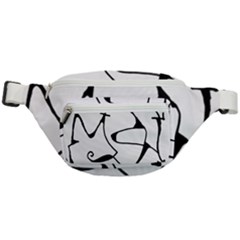 Black And White Abstract Linear Decorative Art Fanny Pack