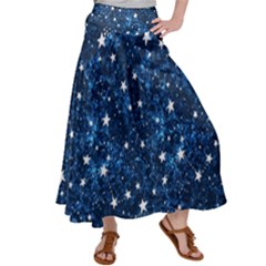 Dark Blue Stars Satin Palazzo Pants