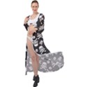 Skull and cross bone on black background Maxi Chiffon Beach Wrap View1