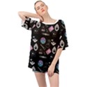 Small Witch Goth Pastel Print Oversized Chiffon Top View1