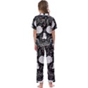 Black skull on white Kids  Satin Short Sleeve Pajamas Set View2