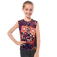 Root Humanity Bar And Qr Code In Flash Orange And Purple Kids  Mesh Tank Top