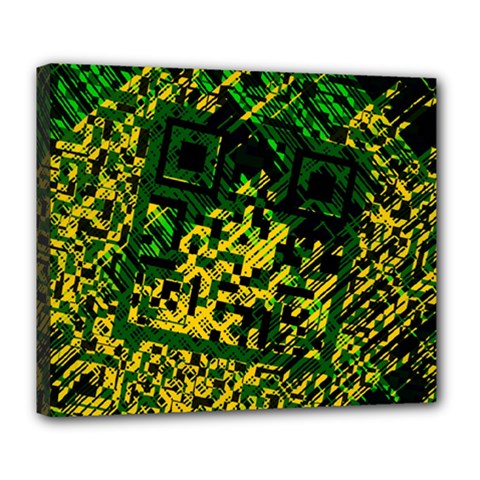 Root Humanity Bar And Qr Code Green And Yellow Doom Deluxe Canvas 24  X 20  (stretched) by WetdryvacsLair