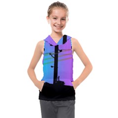 Vaporwave Wires And Transformer Kids  Sleeveless Hoodie