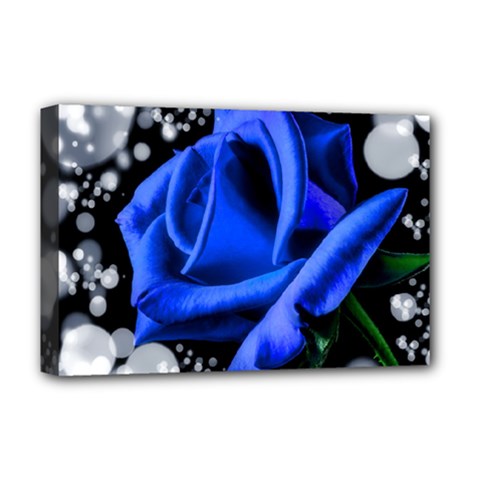 Blue-rose-rose-rose-bloom-blossom Deluxe Canvas 18  X 12  (stretched)