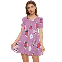 Juicy Strawberries Tiered Short Sleeve Mini Dress