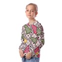 Leaves Foliage Batik Seamless Kids  Long Sleeve Tee with Frill  View2