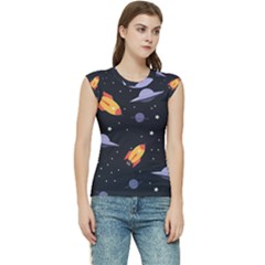 Cosmos Rockets Spaceships Ufos Women s Raglan Cap Sleeve Tee
