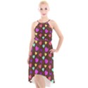 Colorfull Hearts On Choclate High-Low Halter Chiffon Dress  View1