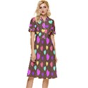 Colorfull Hearts On Choclate Button Top Knee Length Dress View1
