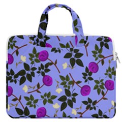 Purple Flower On Lilac Macbook Pro Double Pocket Laptop Bag (large) by Daria3107