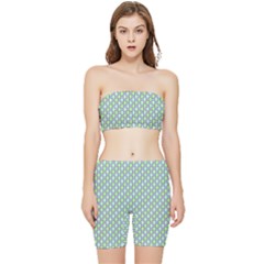 Soft Pattern Aqua Stretch Shorts And Tube Top Set