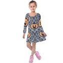Pumpkin Pattern Kids  Long Sleeve Velvet Dress View1