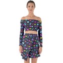Bows on black Off Shoulder Top with Skirt Set View1