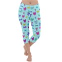 Bows on blue Lightweight Velour Capri Yoga Leggings View1