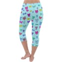 Bows on blue Lightweight Velour Capri Yoga Leggings View4