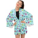 Bows on blue Long Sleeve Kimono View1