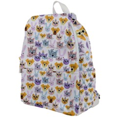 Funny Animal Faces With Glasses On A White Background Top Flap Backpack by SychEva