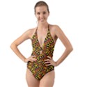 Modern Zippers Halter Cut-Out One Piece Swimsuit View1