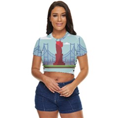 New-york-usa-liberty-landmark Side Button Cropped Tee