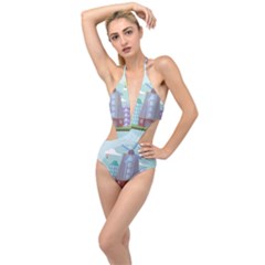 Amsterdam-landmark-landscape Plunging Cut Out Swimsuit
