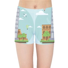 Roma-landmark-landscape-italy-rome Kids  Sports Shorts