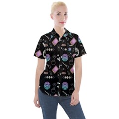 Pastel Goth Witch Women s Short Sleeve Pocket Shirt