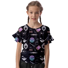 Pastel Goth Witch Kids  Cut Out Flutter Sleeves