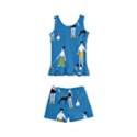 Girls Walk With Their Dogs Kids  Boyleg Swimsuit View1