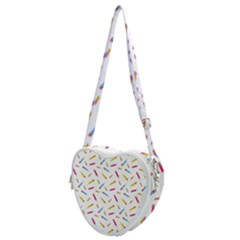 Multicolored Pencils And Erasers Heart Shoulder Bag by SychEva
