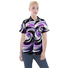 Canvas-acrylic-digital-design Women s Short Sleeve Pocket Shirt