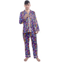Multicolored Circles And Spots Men s Long Sleeve Satin Pajamas Set