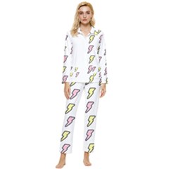 Pattern Cute Flash Design Womens  Long Sleeve Pocket Pajamas Set