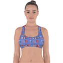 Blue 50s Cross Back Hipster Bikini Top  View1