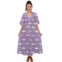 Cheerful Pugs Lie In The Clouds Kimono Sleeve Boho Dress View1