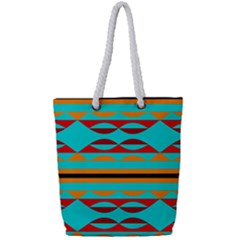 Shapes On A Blue Background Full Print Rope Handle Tote (small) by LalyLauraFLM