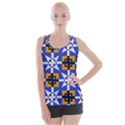 Shapes on a blue background                                                          Criss cross Back Tank Top View1