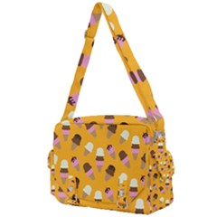 Ice Cream On An Orange Background Pattern                                                          Buckle Multifunction Bag