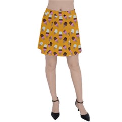 Ice Cream On An Orange Background Pattern                                                             Panel Skirt