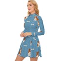 Cute Corgi Dogs Long Sleeve Velour Longline Dress View2