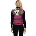 Floral Band Goth Girl Grey Bg Women s Short Button Up Puffer Vest View2