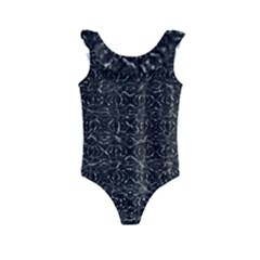 Dark Grunge Geometric Print Pattern Kids  Frill Swimsuit
